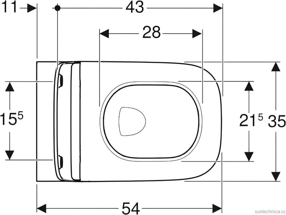 Унитаз подвесной Geberit Smyle Square 500.685.01.1 с микролифтом