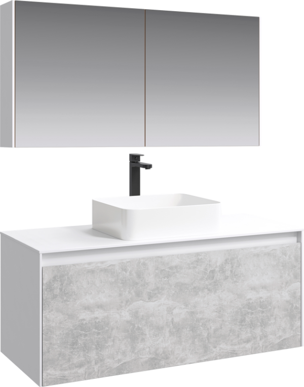 Мебель для ванной комнаты Aqwella 5 stars Mobi 120 белая, бетон светлый