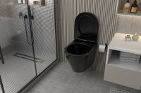 Унитаз подвесной Abber Bequem AC1102MB безободковый, с микролифтом, матовый черный