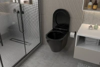 Унитаз подвесной Abber Bequem AC1102MB безободковый, с микролифтом, матовый черный