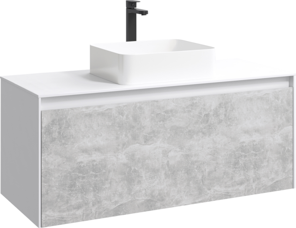 Тумба с раковиной Aqwella 5 stars Mobi 120 белая, бетон светлый