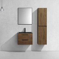 Тумба с раковиной Vincea Chiara 2D 60, 2 ящика, дуб табак, с черной раковиной