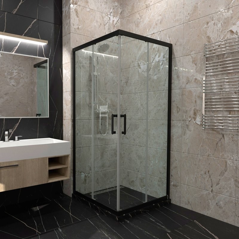 Душевой уголок Triton Фикс 90х90 см, без поддона, профиль черный