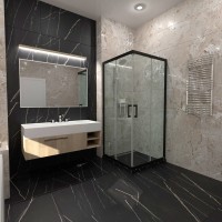 Душевой уголок Triton Фикс 90х90 см, без поддона, профиль черный