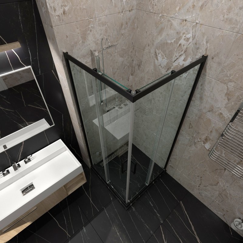 Душевой уголок Triton Фикс 90х90 см, без поддона, профиль черный