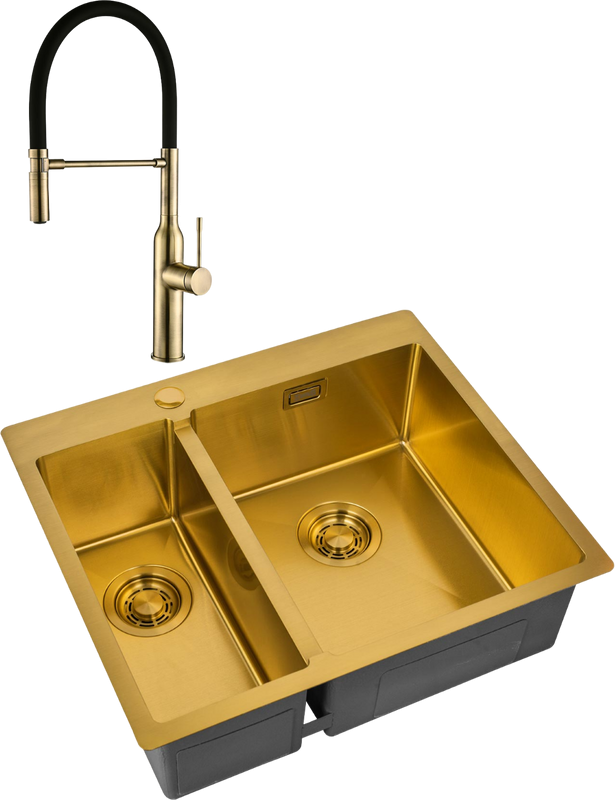 Комплект Мойка Zorg Light ZL R 590-2-510-R BRONZE R, бронза + Смеситель Steel Hummer SH 2022 BRONZE бронза