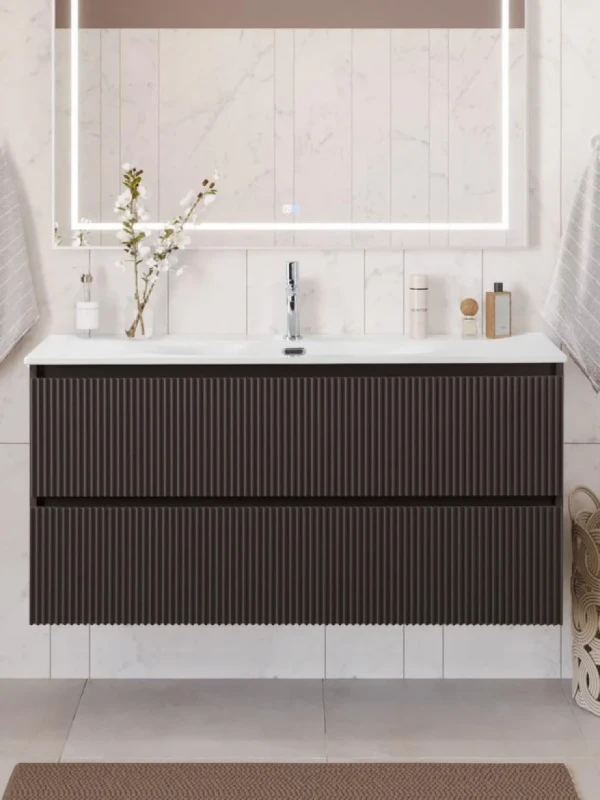 Тумба под раковину без столешницы BelBagno Uno 120 подвесная, 2 ящика, матовая темно-серая