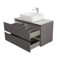 Тумба под раковину со столешницей BelBagno Kraft 90 подвесная, матовая темно-серая, столешница kep-90-bo