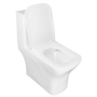 Унитаз моноблок Azario Lodi 665x350x750 напольный, горизонтальный слив, сиденье дюропласт микролифт AZ-8617