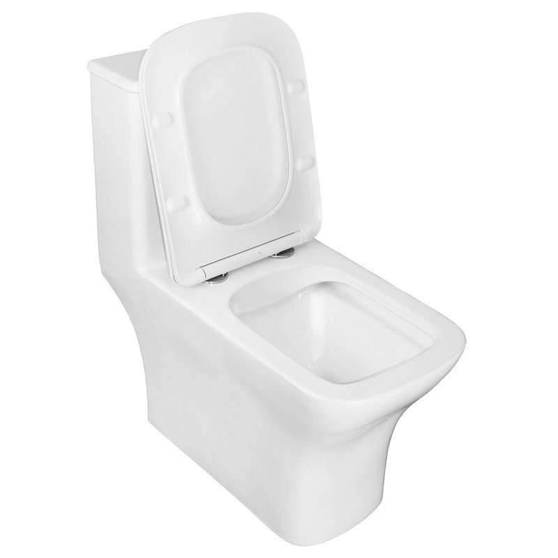 Унитаз моноблок Azario Lodi 665x350x750 напольный, горизонтальный слив, сиденье дюропласт микролифт AZ-8617