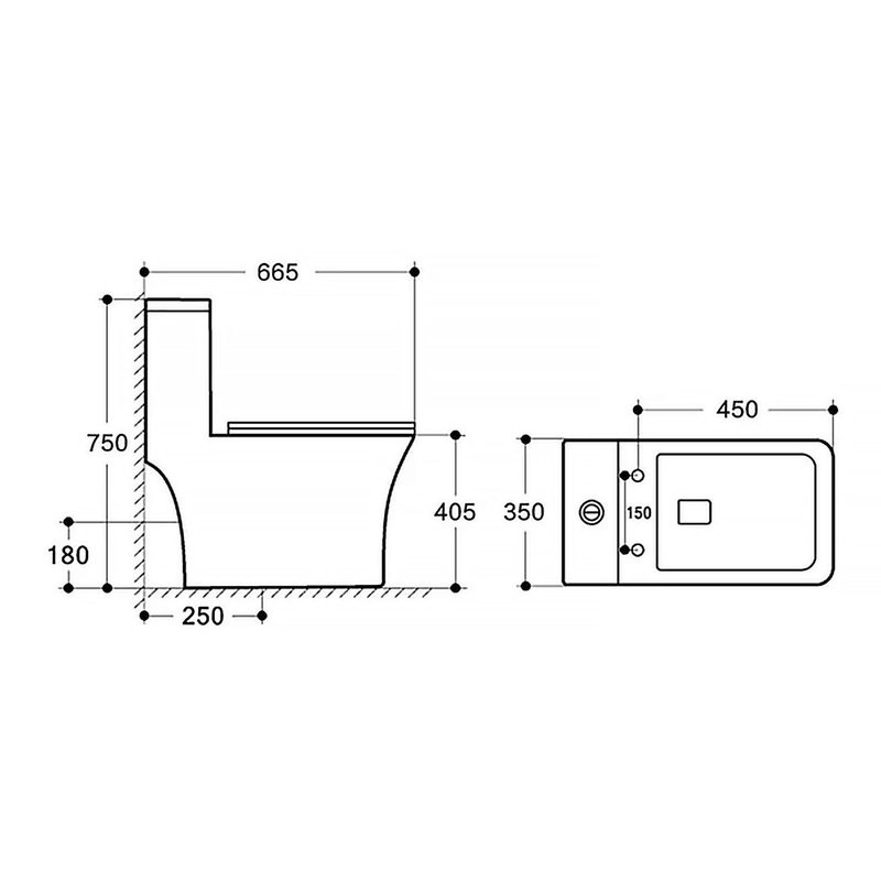 Унитаз моноблок Azario Lodi 665x350x750 напольный, горизонтальный слив, сиденье дюропласт микролифт AZ-8617