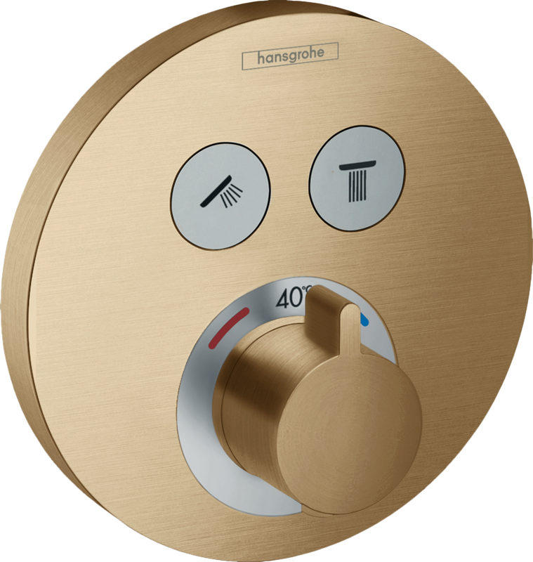 Термостатический смеситель встраиваемый Hansgrohe ShowerSelect S 15743140 для душа, шлифованная бронза