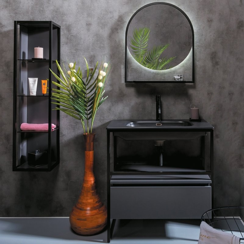 Мебель для ванной комнаты Armadi Art Loft 80 антрацит, напольная
