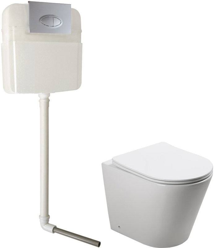 Комплект SantiLine SL-5020 + SL-02 безободковый унитаз, с микролифтом+ бачок с кнопкой смыва