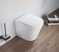 Комплект SantiLine SL-5020 + SL-02 безободковый унитаз, с микролифтом+ бачок с кнопкой смыва