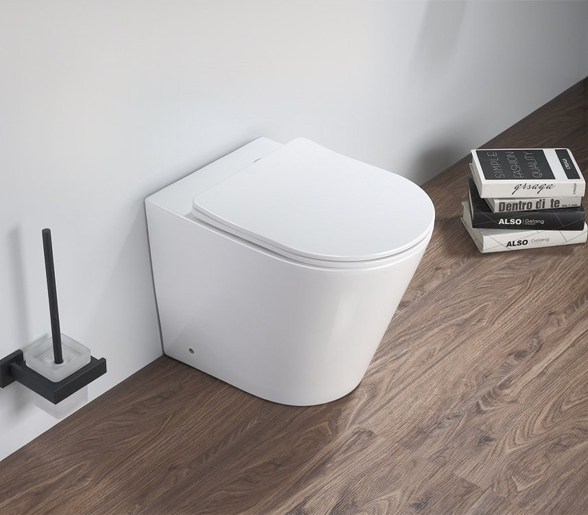 Комплект SantiLine SL-5020 + SL-02 безободковый унитаз, с микролифтом+ бачок с кнопкой смыва