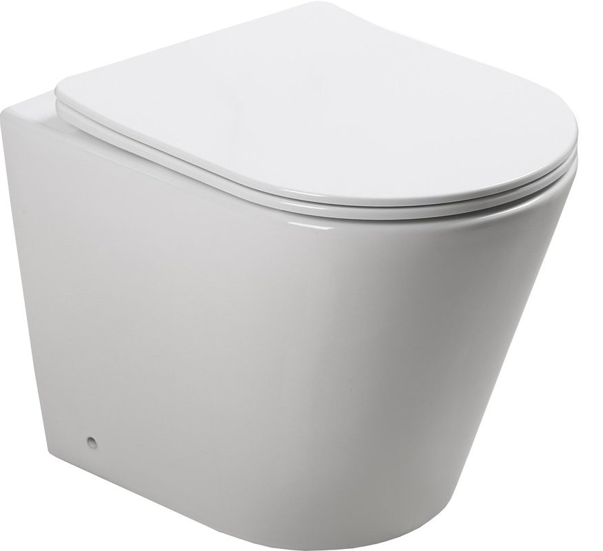 Комплект SantiLine SL-5020 + SL-02 безободковый унитаз, с микролифтом+ бачок с кнопкой смыва