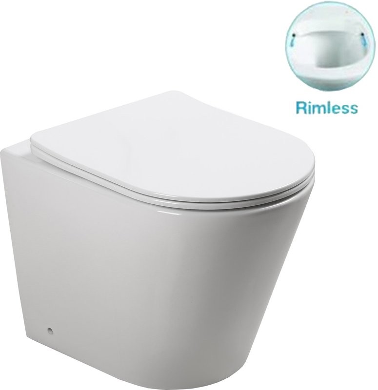 Комплект SantiLine SL-5020 + SL-02 безободковый унитаз, с микролифтом+ бачок с кнопкой смыва