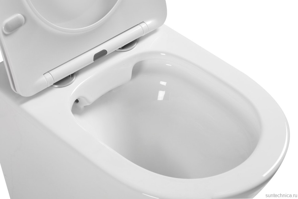 Комплект SantiLine SL-5020 + SL-02 безободковый унитаз, с микролифтом+ бачок с кнопкой смыва