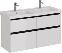 Тумба с раковиной Lemark Combi 125 черная, белая глянцевая