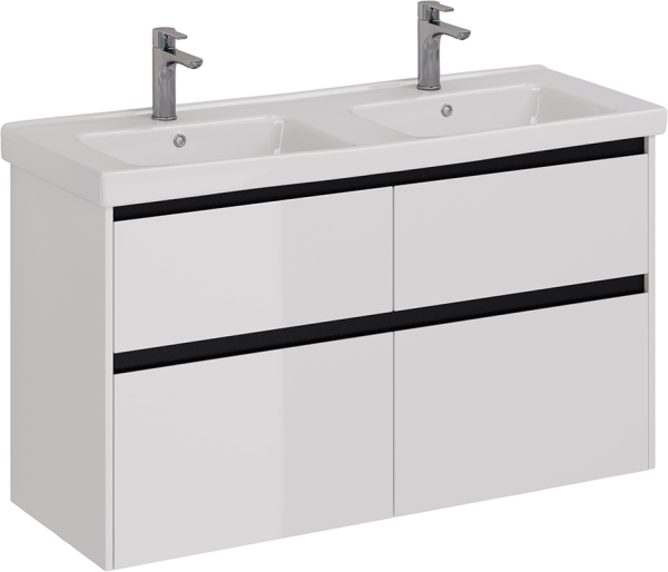 Тумба с раковиной Lemark Combi 125 черная, белая глянцевая