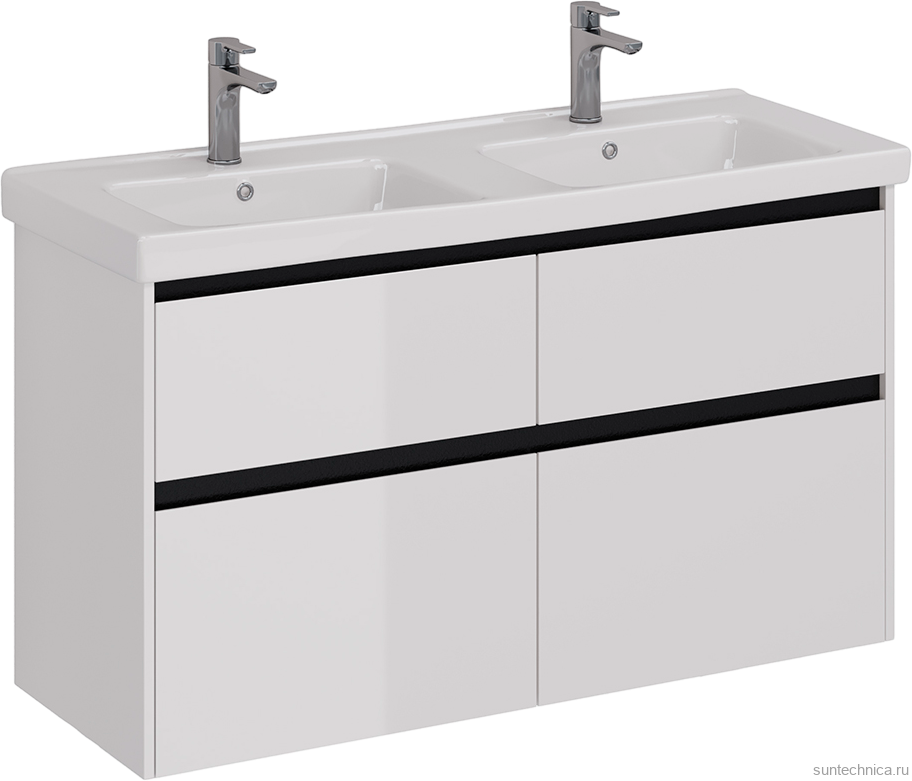 Тумба с раковиной Lemark Combi 125 черная, белая глянцевая