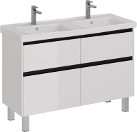 Тумба с раковиной Lemark Combi 125 черная, белая глянцевая