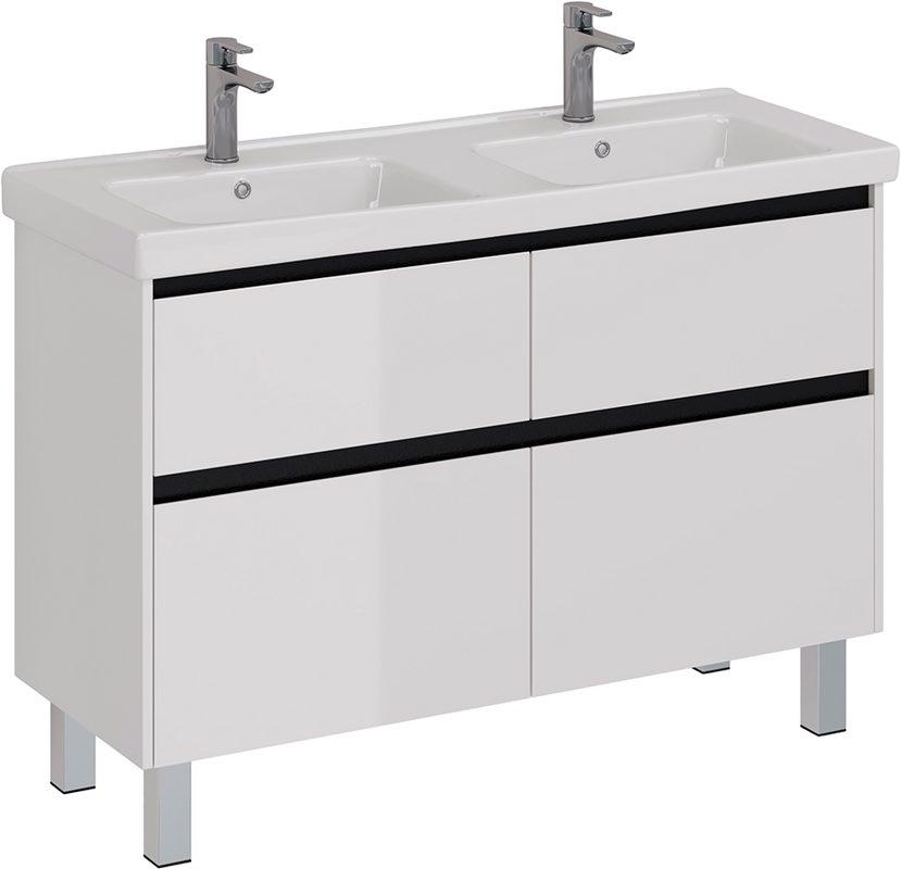 Тумба с раковиной Lemark Combi 125 черная, белая глянцевая