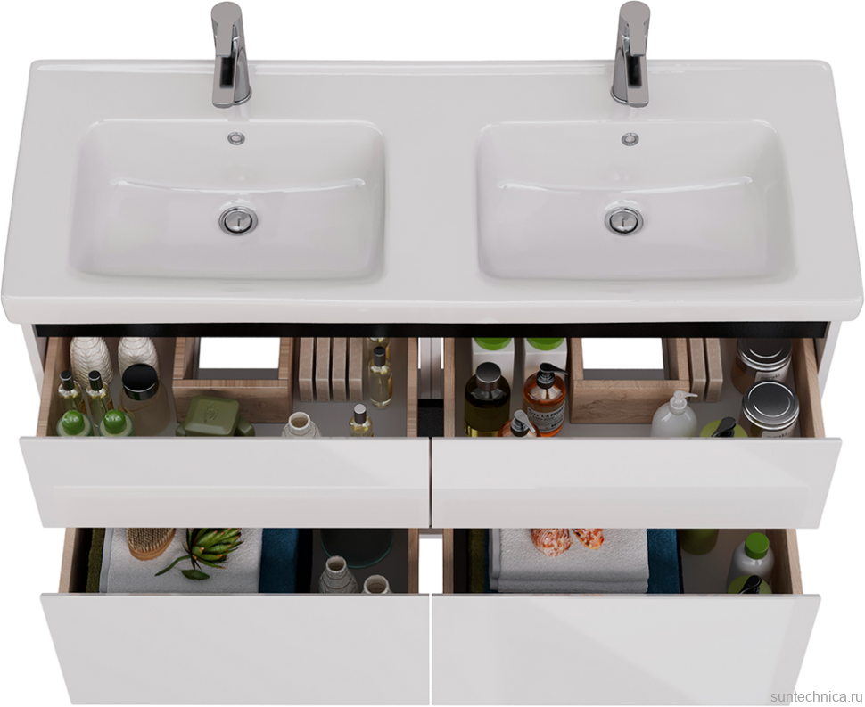 Тумба с раковиной Lemark Combi 125 черная, белая глянцевая