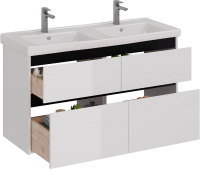 Тумба с раковиной Lemark Combi 125 черная, белая глянцевая