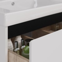 Тумба с раковиной Lemark Combi 125 черная, белая глянцевая