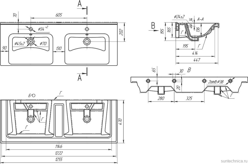Тумба с раковиной Lemark Combi 125 черная, белая глянцевая