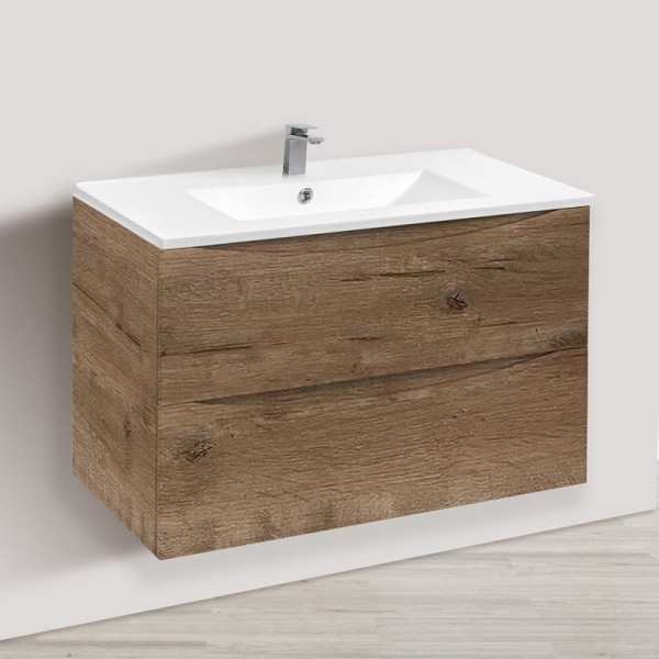 Тумба под раковину Vincea Mia 80, подвесная, дуб винтаж, раковина VBS-13980