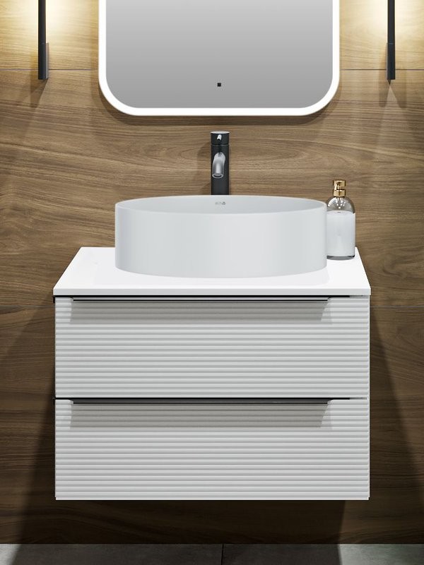 Тумба с раковиной Runo Орлеан 60 подвесная, матовая белая, белый глянец