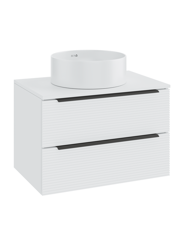 Тумба с раковиной Runo Орлеан 60 подвесная, матовая белая, белый глянец