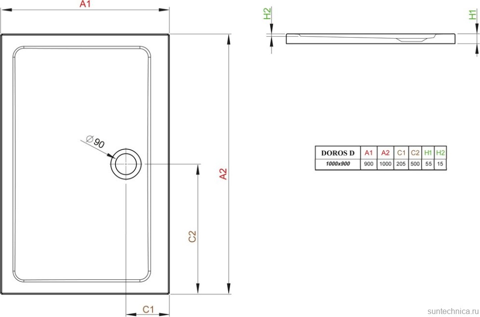 Поддон для душа Radaway Doros D 90x100