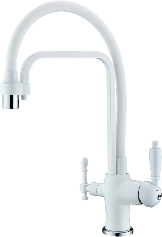 Смеситель для кухни Zorg Sanitary ZR 342-8 YF White с гибким изливом