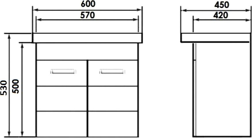 Тумба под раковину Orange Таис 60, белый глянец