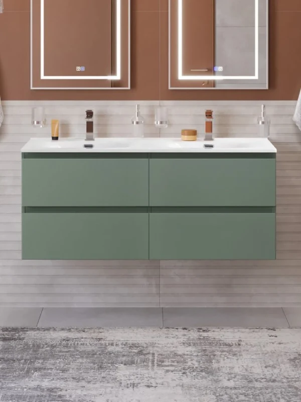 Тумба с раковиной BelBagno Kraft 120 подвесная, матовая еловая, раковина bb-8099-120-2, для двоих