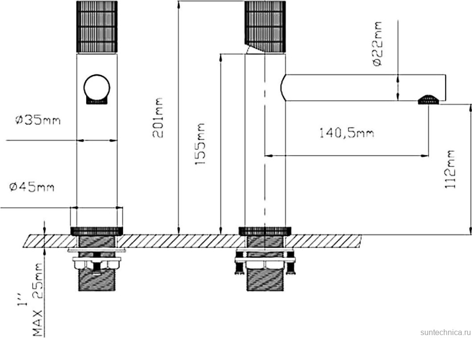 Смеситель для раковины Vincea Groove VBF-4G1GM вороненая сталь