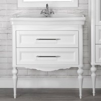 Тумба с раковиной ValenHouse Эстетика 80, белая, подвесная, ручки хром, раковина Модерн