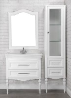 Тумба с раковиной ValenHouse Эстетика 80, белая, подвесная, ручки хром, раковина Модерн