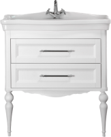 Тумба с раковиной ValenHouse Эстетика 80, белая, подвесная, ручки хром, раковина Модерн