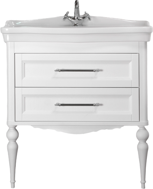 Тумба с раковиной ValenHouse Эстетика 80, белая, подвесная, ручки хром, раковина Модерн