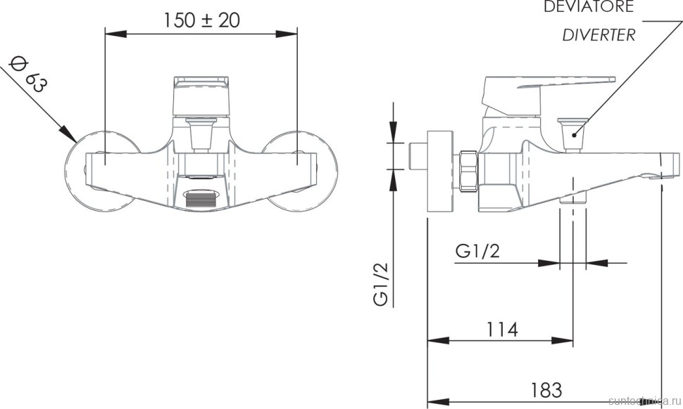 Смеситель для ванны с душем Remer Dream D05