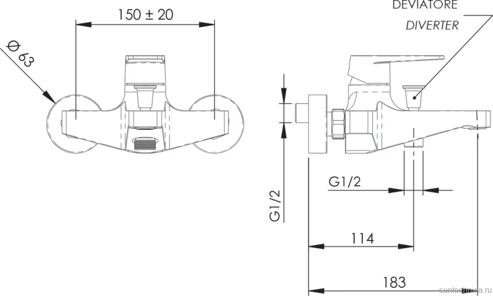 Смеситель для ванны с душем Remer Dream D05