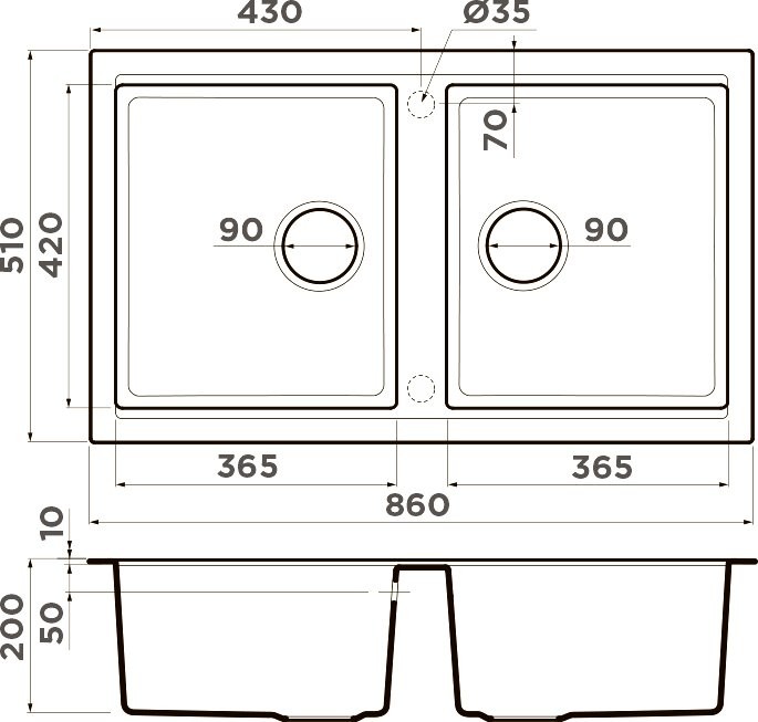 Комплект Мойка Omoikiri Tedori 86-2-PL платина + Измельчитель Nagare slim 1250