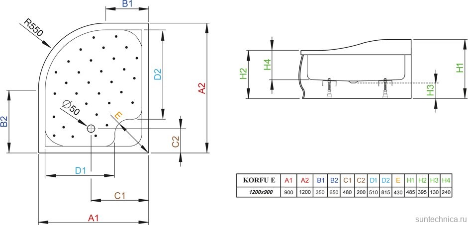 Душевой уголок Radaway Premium Plus E 120x90x170 прозрачное стекло