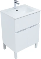 Тумба с раковиной Aquanet Алвита new 60 напольная, белая матовая, с дверками и ящиком