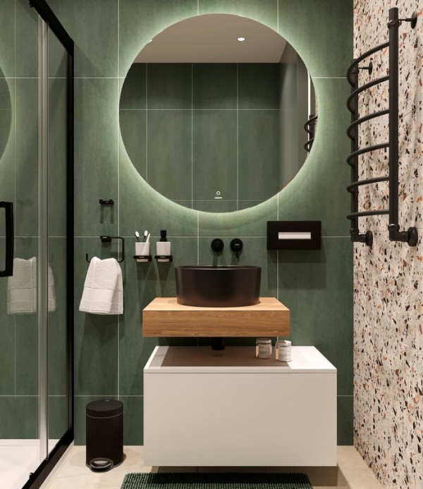 Мебель для ванной комнаты STWORKI Ольборг 60 столешница дуб французский, без отверстий, с тумбой 80